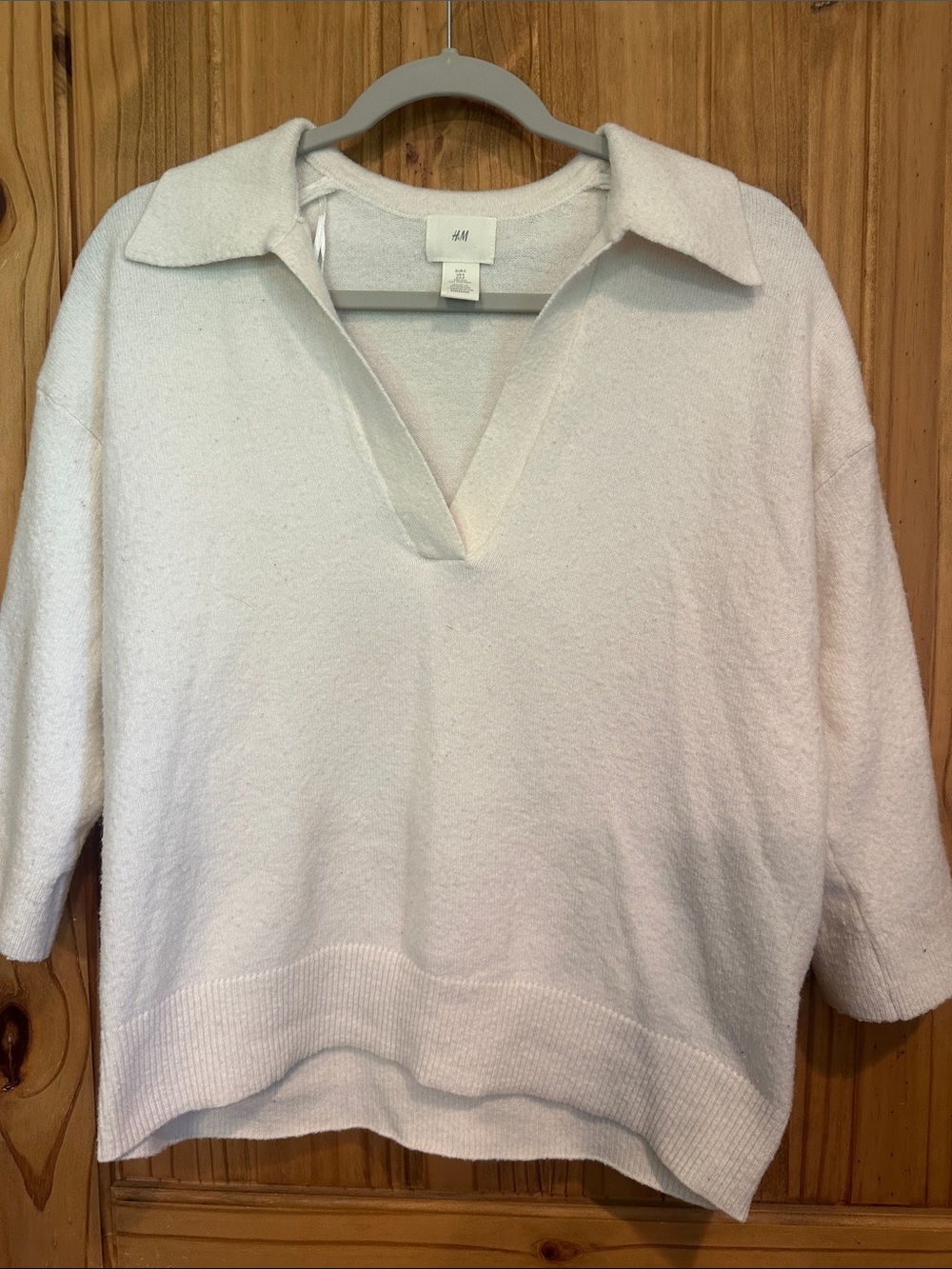 H&M Cream Collared Pullover Sweatshirt